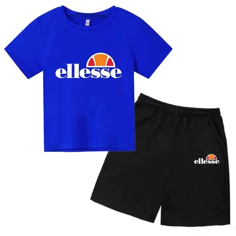 Kids Summer Leisure Letter 2pcs O-neck Short Sleeve T-shirts+Pants Suits 3-13 Years Boys Girls Casual Outfits Children Clothes