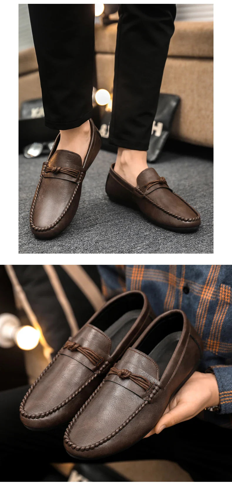 Classic Black Men's Leather Loafers Big Size 46 Slip on Shoes Man Office Shoes Comfortable Soft Flat Casual Shoes For Men
