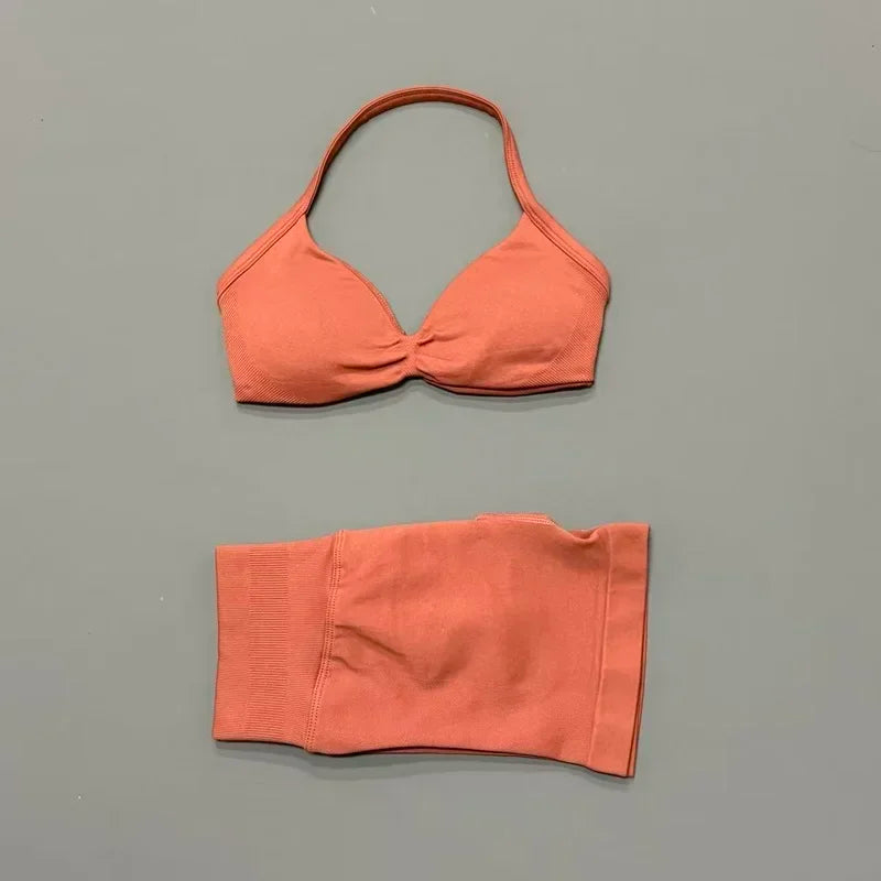 2PCS HISTELLO Sports Seamless Yoga Set Push Up Women Bra Scrunch Butt Lift Leggings Ultra Soft Comfort Yoga Workout Wear
