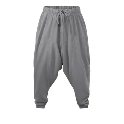 Harem Pants for Men Cotton Linen Drop Crotch Cozy Streetwear Loose Fit Breathable Lightweight Long Pants Male Joggers