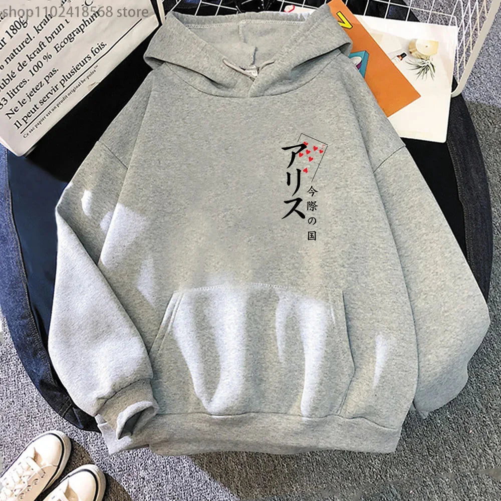 Arisu Seven of Heart Hoodie Anime Alice In Borderland Sweatshirt Spring/Autumn Winter Clothes Harajuku Pullover Men Graphic Tops