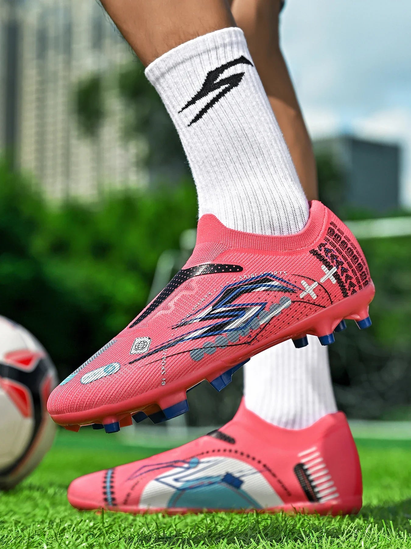 AG/FG Soccer Cleats Kids Youth Training Shoes PU Fabric Upper TPU Sole Non-Slip Wear-Resistant Firm Ground