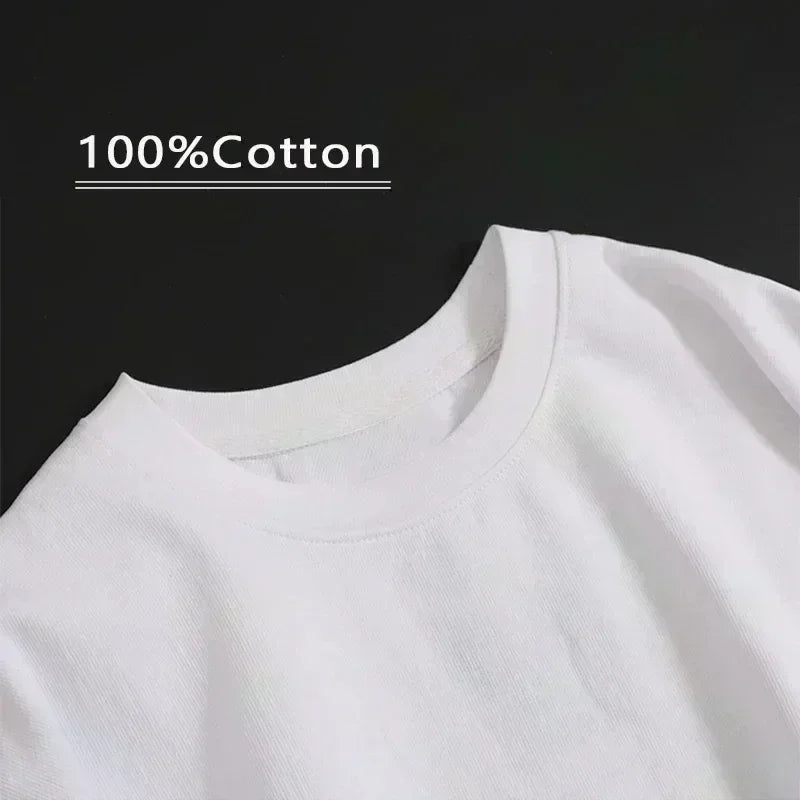Summer Men's Low Cortisol Letter Printed Round Neck T-shirt 100%Cotton Neutral High Quality Loose Sports Short Sleeve Large Size