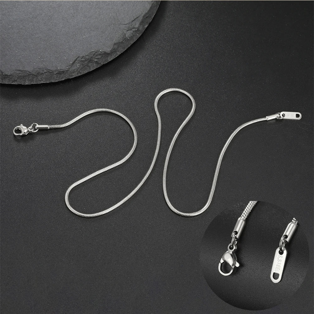 Round Snake Chain Necklace for Women Men Stainless Steel Link Chain 0.9mm 1.2mm 2mm Chains Choker Fashion Jewelry Gifts