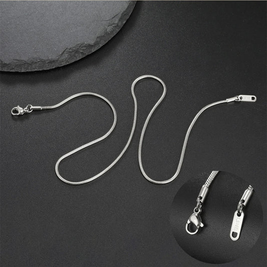Round Snake Chain Necklace for Women Men Stainless Steel Link Chain 0.9mm 1.2mm 2mm Chains Choker Fashion Jewelry Gifts