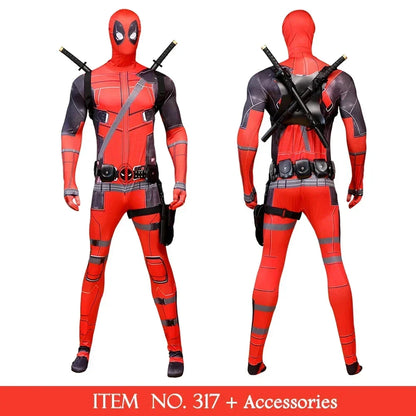 Deadpool Child Costume Halloween Costumes Kids Men Adult Superhero Bodysuit Jumpsuit Children Cosplay Costume Swords Accessories