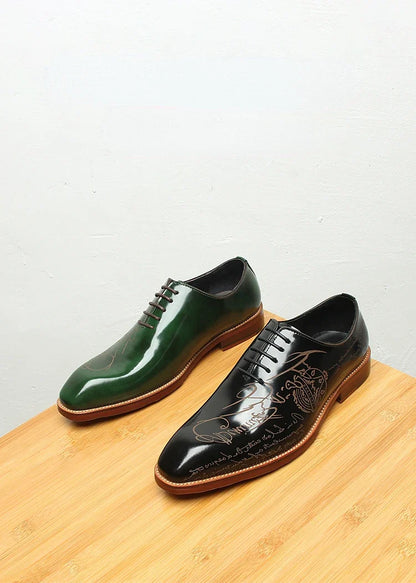 New Patent Leather Mens Formal Shoes Luxury Handmade Comfortable Genuine Leather Designer Green Blue Wedding Social Shoes Man