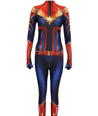 Movie Captain  Cosplay Costume Women Superhero Cos Stage Jumpsuit Halloween Carnival Role Play Party Zentai  Kids