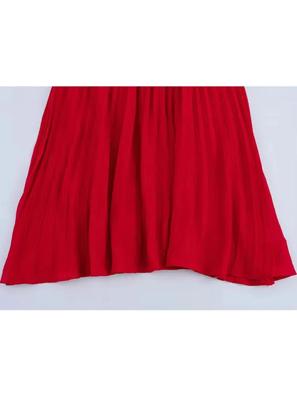Spring Summer New Women's Dress Pleated Patchwork Simple Temperament Knitted Sleeveless Long Dresses for Women 2025