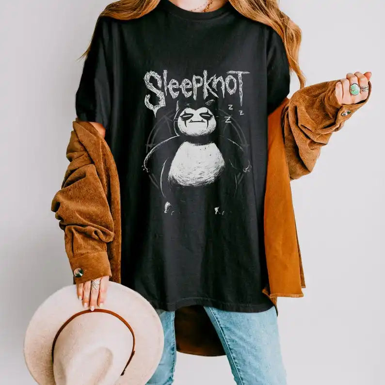 Funny Snorlax X Sleepknot Graphic Print Cotton T-shirt, Anime & Manga Gifts Men's Women's, Unisex Shirt Cotton Tee Summer Tops