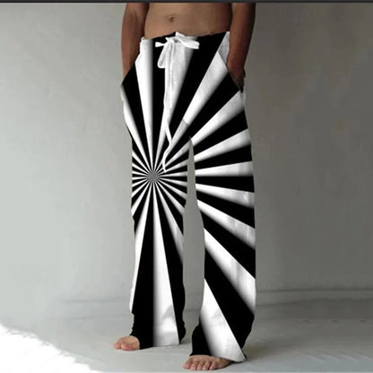 Men's Trousers Summer Pants Beach Pants Drawstring Elastic Waist flame 3D Print Graffiti Comfort Casual Daily Holiday Streetwear
