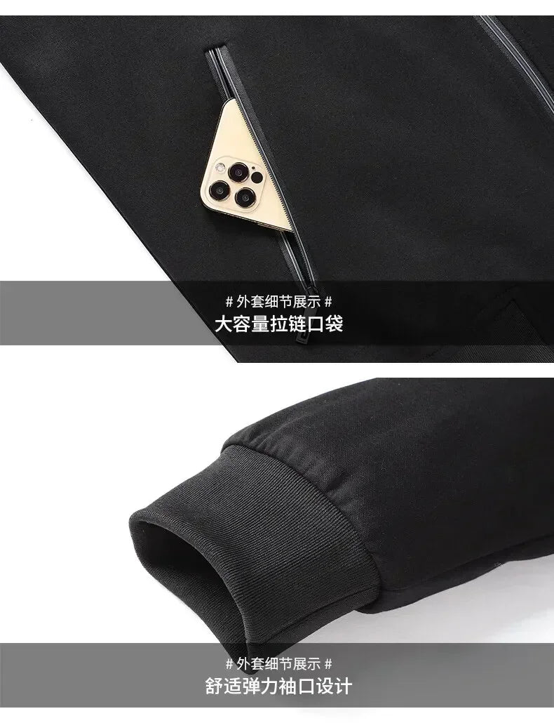 Men Running Sports Tracksuits Hoodies Zipper Outwear Sportwear+Sweatpants Sets Male Workout Sports Outfit Autumn Spring Sets men