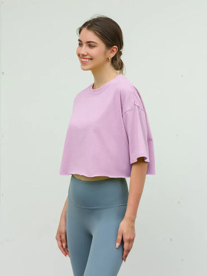 Y2K Outdoor Dance Sports Short sleeved Yoga Dress Women's Leisure Versatile Fitness Top Loose Sports T-shirt