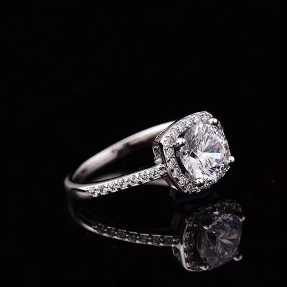 Moissanite Diamond Square Ring D Color 1CT 2CT Real 925 Sterling Silver For Women Wedding Fine Jewelry RI018