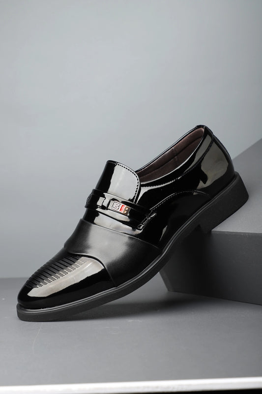 Burgundy Glossy Business Shoes Two-Tone Leather Formal Footwear