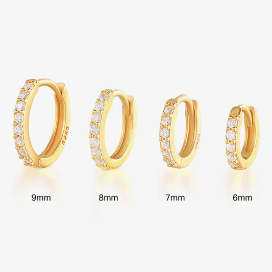 6/7/8/9 MM Cartilage Circle Earrings 925 Sterling Silver Bling CZ Huggie Hoop Earring for Women Piercing Buckle Wedding Jewelry