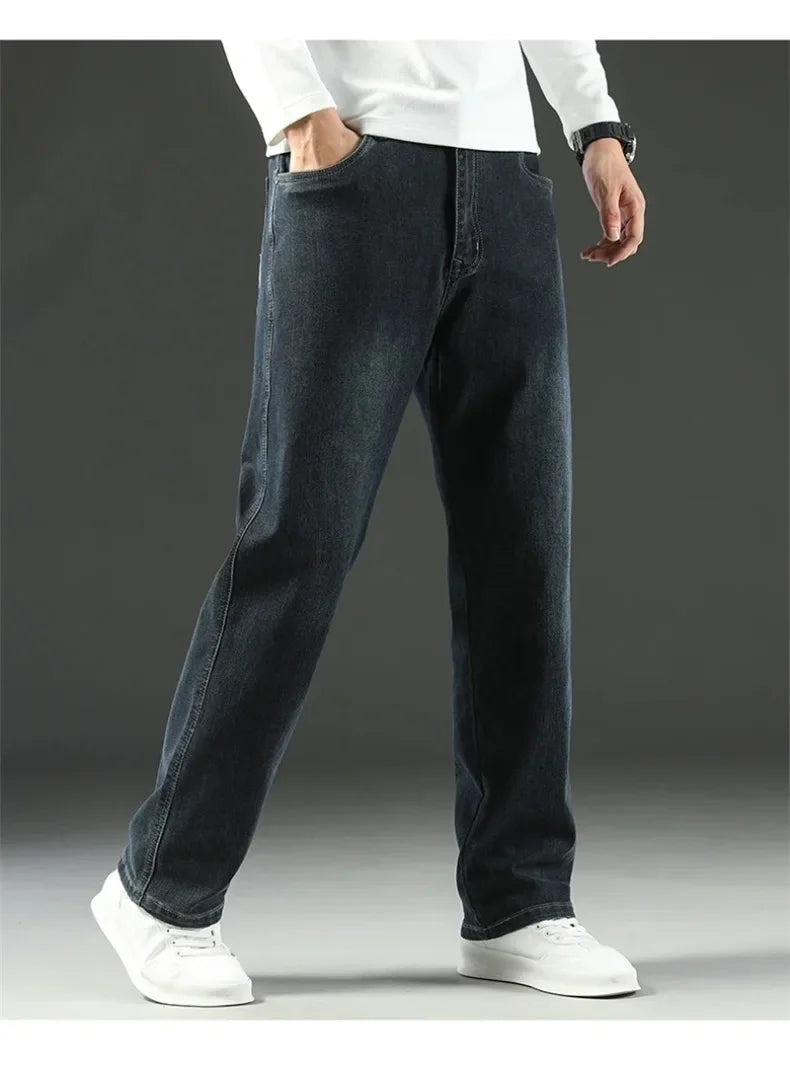 2025 Novo Estilo Y2 Primavera e Outono Jeans Folgados Masculinos Calças Retas Largas Casuais de Negócios Marca Roupas Masculinas