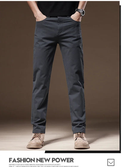 2024 New Autumn Men's Business Casual Trousers Work Pants Male Formal Dress Pants Straight Men's Clothes Black Gray Apricot