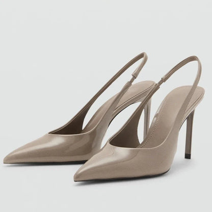 Brown Satin Slingback Women Pumps Sexy Pointed Toe Stiletto High Heels for Ladies Elegant Dress Shoes Comfortable Office Shoes