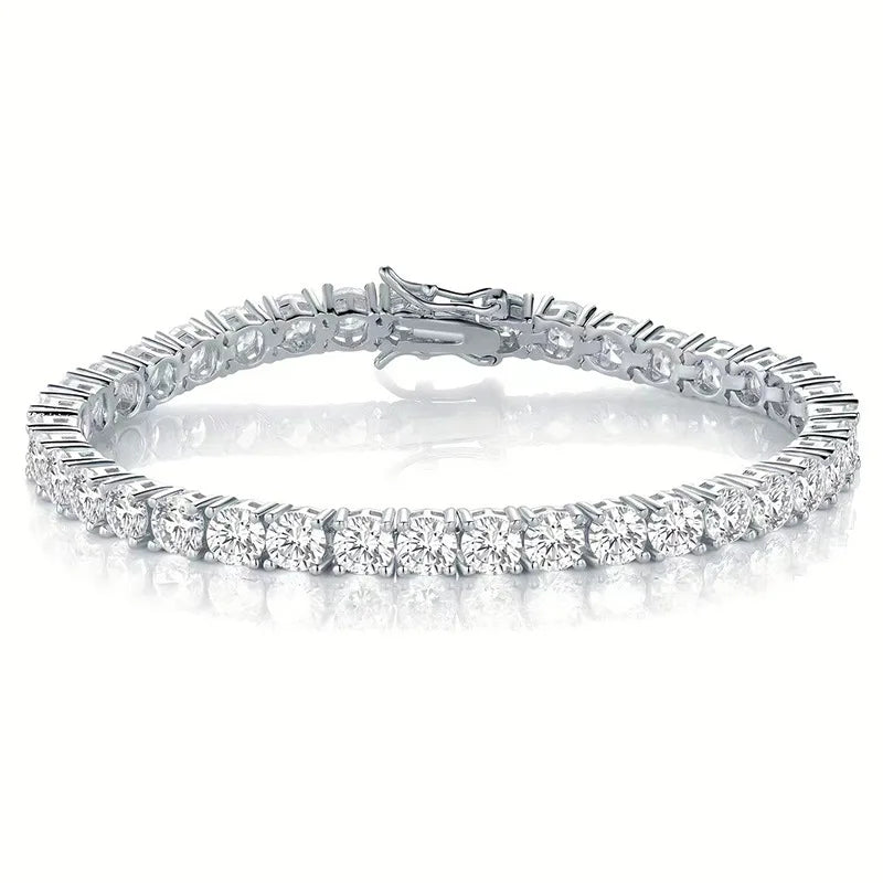 100% Real S925 Sterling Silver Plated 18K Gold 5A Grade Zircon Black Tennis Bracelet for Men and Women Fashion Exquisite Jewelry
