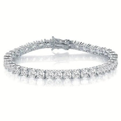 100% Real S925 Sterling Silver Plated 18K Gold 5A Grade Zircon Black Tennis Bracelet for Men and Women Fashion Exquisite Jewelry