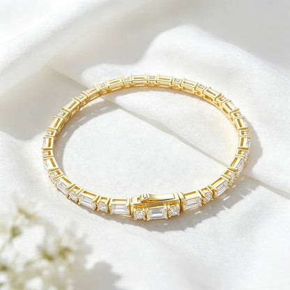 Emerald Cut Original Moissanite Tennis Bracelet for Women Men Hip Hop Jewelry Full Diamond Chain S925 Sterling Silver