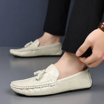 Sapatos Masculinos Loafers Confortáveis Slip-on Mocassins para Dirigir Calçados Masculinos Marca Marrom de Couro Sapatilhas Casuais para Homens