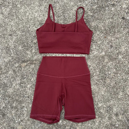 Solid Color gym bike Yoga Set short Legging +cross sport bra Tracksuit Athletic Women Gym Suit Comprehensive Training Jogging