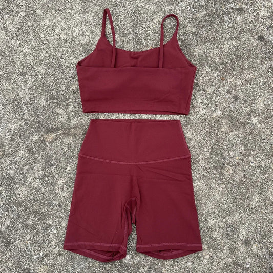 Solid Color gym bike Yoga Set short Legging +cross sport bra Tracksuit Athletic Women Gym Suit Comprehensive Training Jogging