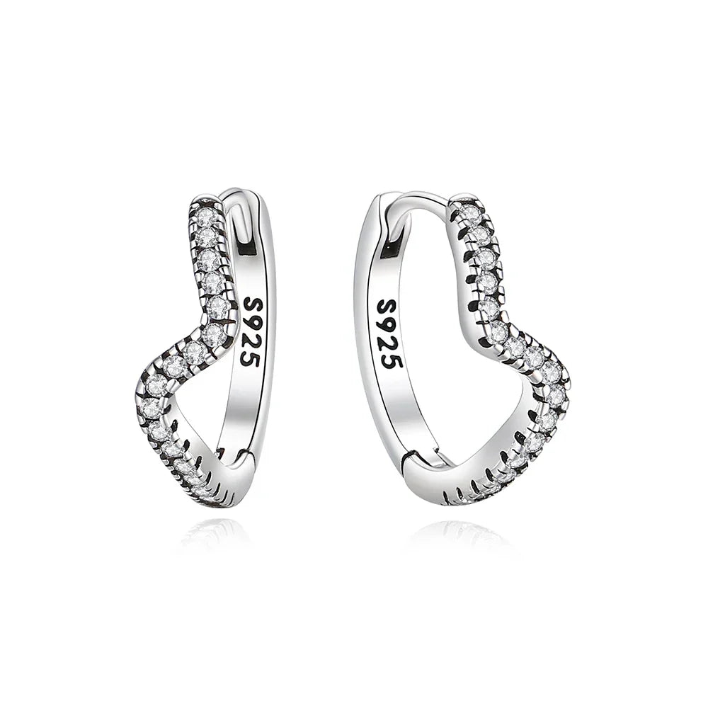 Original 925 Sterling Silver Earrings 2025 Stud Hoop Crystal Earings For Women Rose Gold Crown Heart Infinity Bee Earing Jewelry
