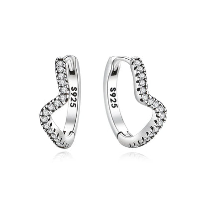 Original 925 Sterling Silver Earrings 2025 Stud Hoop Crystal Earings For Women Rose Gold Crown Heart Infinity Bee Earing Jewelry