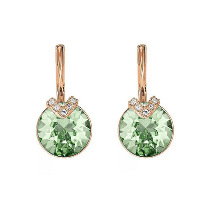 Bella V Drop Earring for Women Christmas Birthday Genuine Crystals from Austria Round Cut Dangle Silver Color Pierced Jewelry