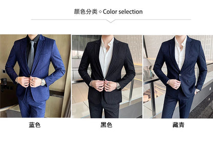 Conjunto Masculino de Terno e Calça de Luxo 2023 Britânico Festa de Casamento Moda Negócios Casual Tendência Duas Peças
