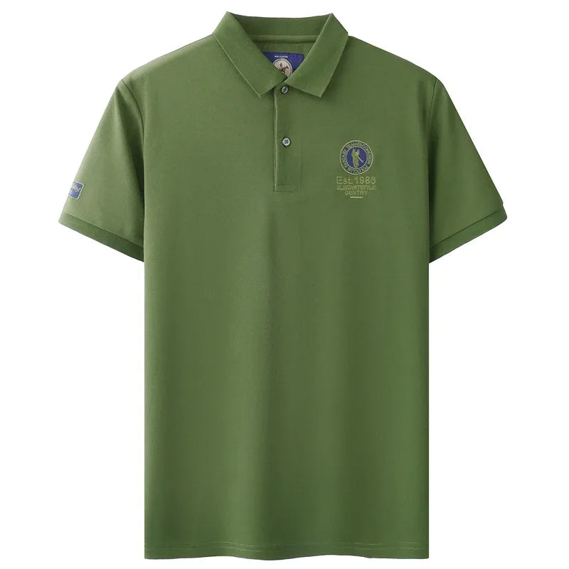 Luxury brand badge embroidery polo shirt short sleeve men's summer top fashionable breathable lightweight comfort casual T-shirt