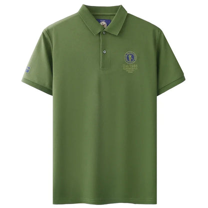 Luxury brand badge embroidery polo shirt short sleeve men's summer top fashionable breathable lightweight comfort casual T-shirt