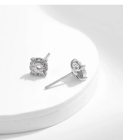 MODIAN D Color Moissanite Stud Earrings Round Cut Lab Created Diamond 925 Sterling Silver Silver Bridal Jewelry For Women Gifts