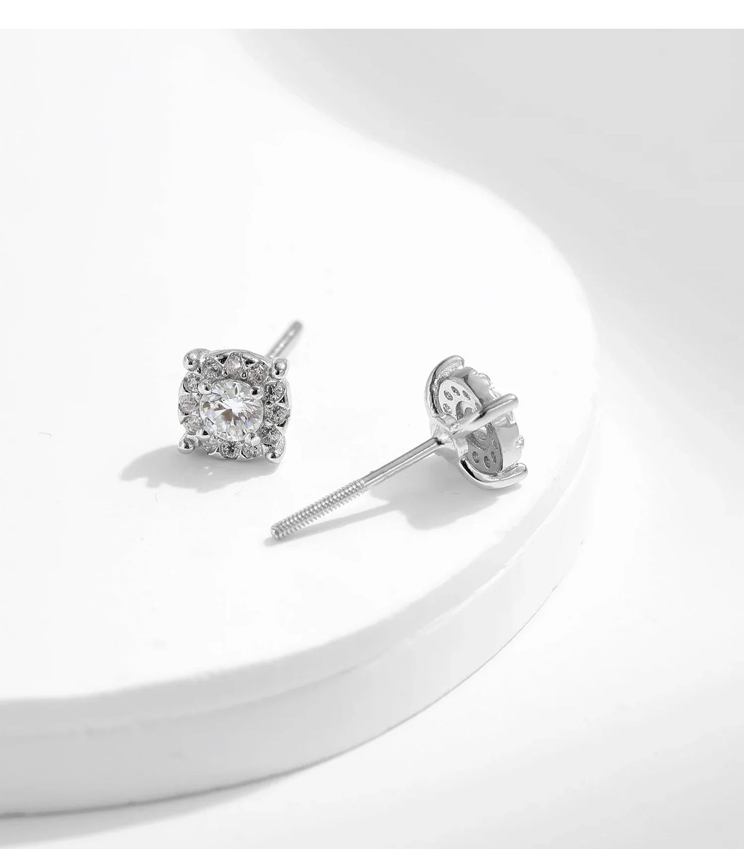 D Color Moissanite Stud Earrings Round Cut Lab Created Diamond 925 Sterling Silver Silver Bridal Jewelry For Women Gifts