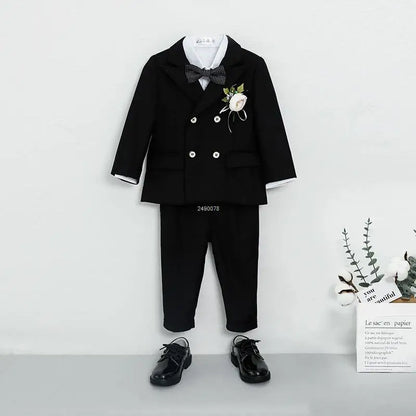 Flower Boys Wedding Suit Children Photography Dress Kids Stage Performance Formal Blazer Suit Baby Birthday Ceremony Costume