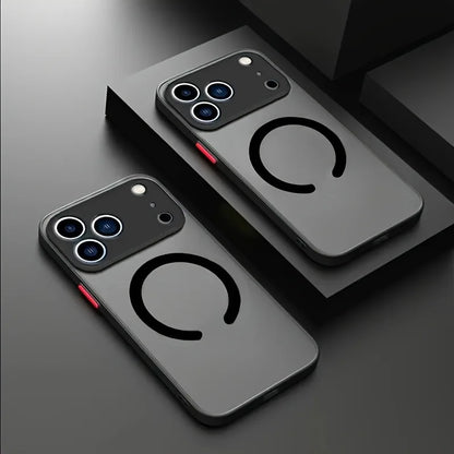 Translucent Magnetic Armor Phone Case For iPhone 17 16 15 14 13 12 Pro Max Plus Air For Magsafe Magnetic Wireless Charging Cover