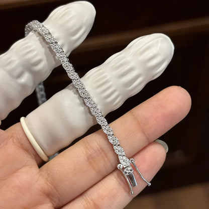 1.2MM Full D Color VVS1 Moissanite Exquisite Bracelet S925 Sterling Silver for Women Wedding Sparkling Party Fine Jewelry