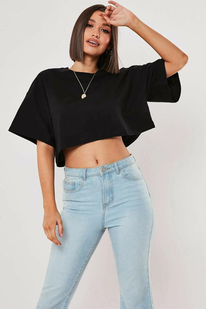 Camiseta Esportiva Feminina de Algodão Manga Curta Dança Corrida Yoga Fitness Cropped Top Mostrando o Umbigo Novo Solto para Academia