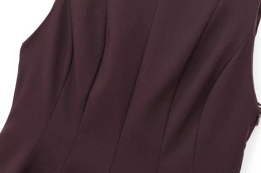 Fall/Winter 2025 New  Women's Fashion Elegant ruffled hem round neck sleeveless waist slim-fit top 4661124