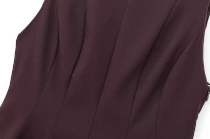 Fall/Winter 2025 New  Women's Fashion Elegant ruffled hem round neck sleeveless waist slim-fit top 4661124