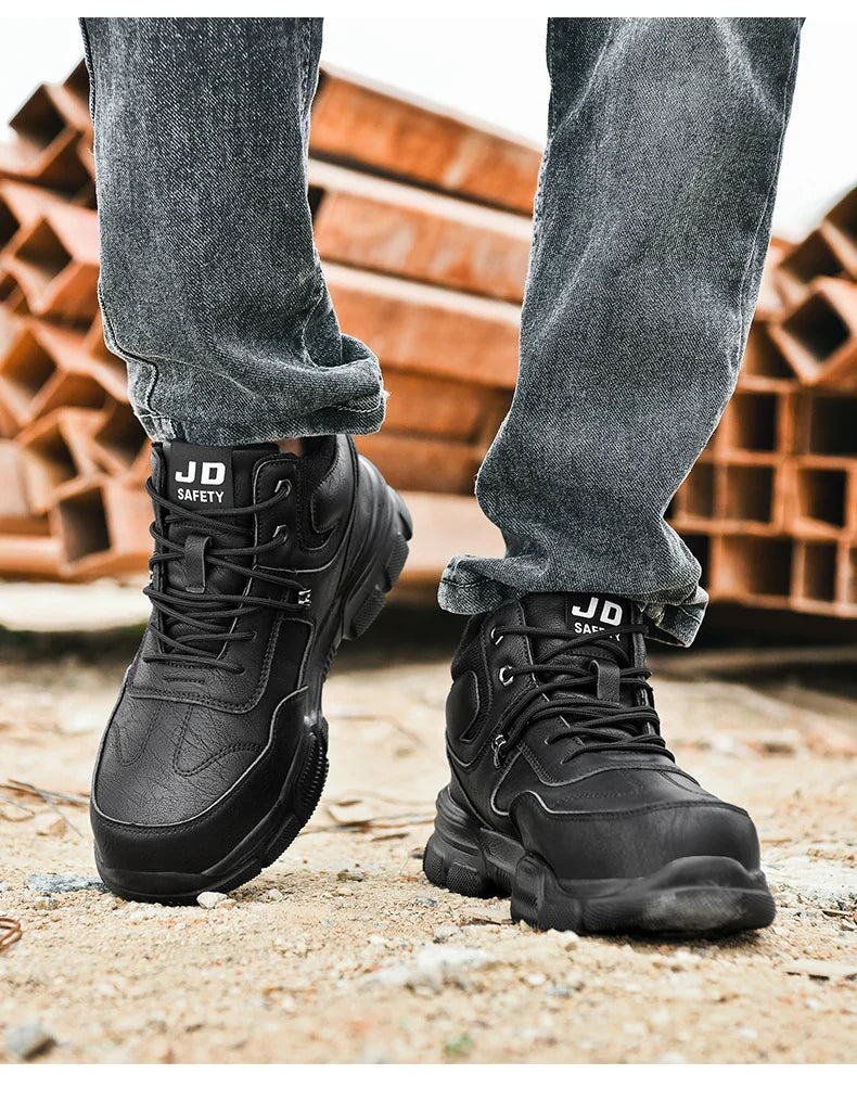 Man Safety Shoes Puncture-Proof Work Sneaker Waterproof Work Shoes Steel Toe Shoes Safety Boots Indestructible Shoes Lightweight
