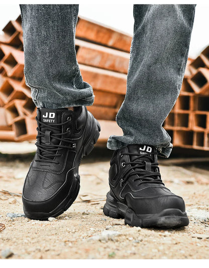 Man Safety Shoes Puncture-Proof Work Sneaker Waterproof Work Shoes Steel Toe Shoes Safety Boots Indestructible Shoes Lightweight