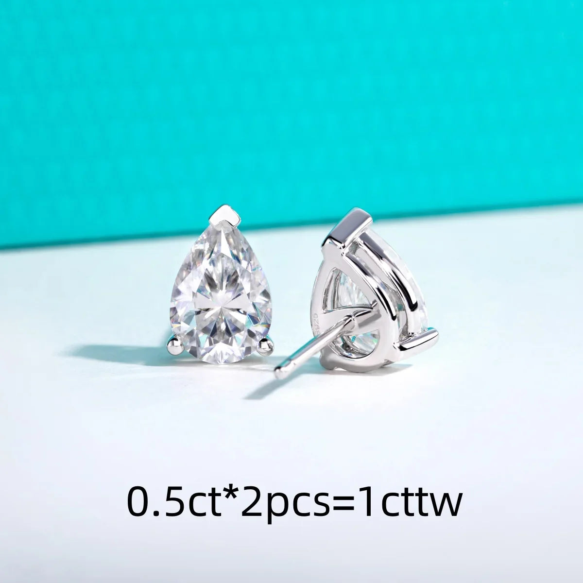 Classic Stud Earrings for Women 1cttw-6cttw Pear Moissanites 925 Sterling Silver D Color VVS1 Moissanite Earrings