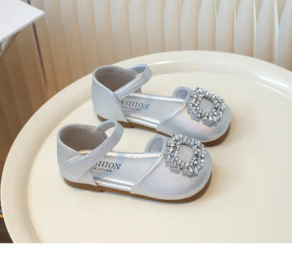 New Children's Sandals Summer Rhinestone Buckle Sandals for Girls Fashion Elegant Kids Princess Causal Wedding Flat Sandals Soft