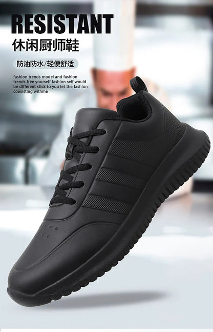 Casual Chef Shoes four Season new Lightweight Soft Sole Comfort Oil proof Men and Women's Chef Business Work Leather Shoe