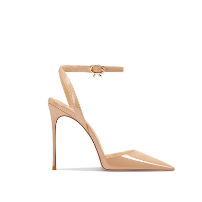 Black patent leather high-end, versatile and comfortable high heels, 2026 autumn new style pointed thin heel sandals for women