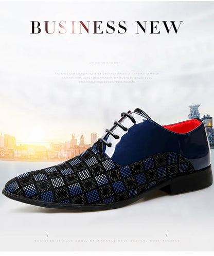 Elegant Red Men's Casual Leather Shoes Pointed-Toe Lace-up Men's Dress Shoes Comfortable Formal Shoes zapatos de vestir hombre